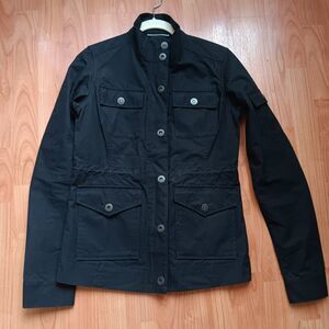 AETHER Amelia Utility Jacket Women's 1 M Black Snap Front Cotton Military Grunge
